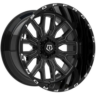 20X10 8-165.1 ET19 CB125.2 GLOSS BLACK MILLDED EDGE