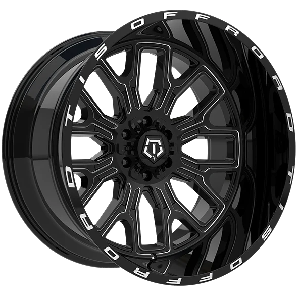 20X10 8-165.1 ET19 CB125.2 GLOSS BLACK MILLDED EDGE