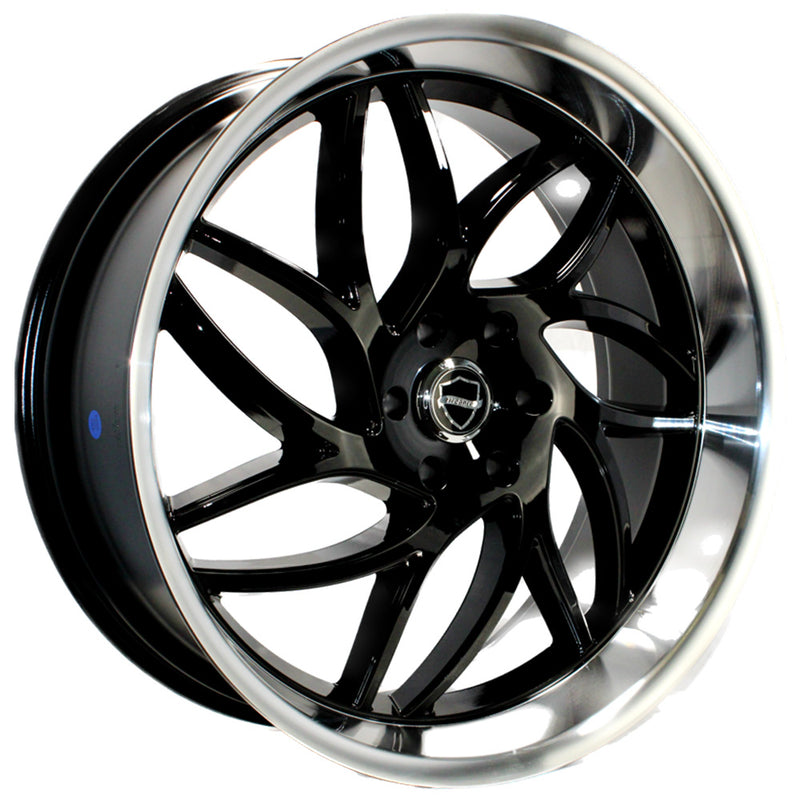24X10 6-139.7 ET24 CB87.1 GLOSS BLACK MILLED GLOSS BLACK LIP MAGIC ELEGANCE
