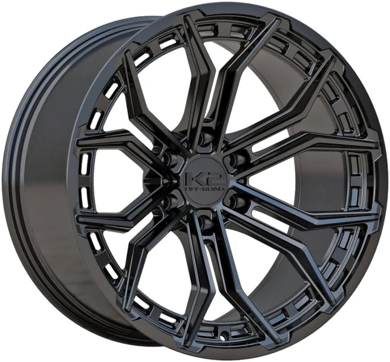 20X10 6X139.7 ET-12 CB108 GLOSS BLACK RIDGE K2OFFROAD
