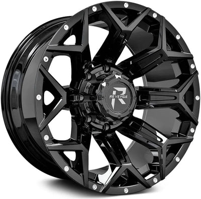 20X10 8X165.1 ET-19 CB125.2 GLOSS BLACK WITH DOTS RV202 REVENGE