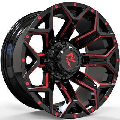 20X10 8X165.1 ET-19 CB125.2 BLACK AND RED MILLED RV202 REVENGE